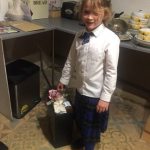 Elsie taking out the rubbish