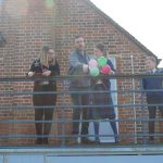 Sian judging an egg lander